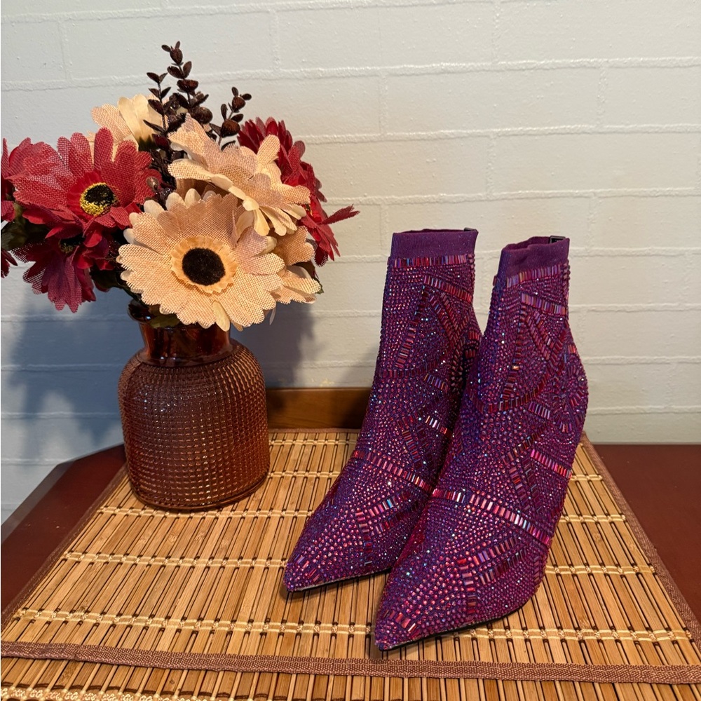 Thalia Sodi Sparkling Purple Ankle Booties